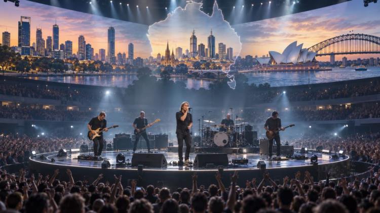 KI-Illustration: Radiohead kehren 2027 nach Australien zurück: 16 Arena-Konzerte in Perth, Melbourne und Sydney nach 15 Jahren