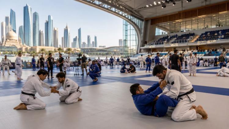 illustration IA: Abu Dhabi prépare le Mondial de jiu-jitsu 2026 avec 12.000 combattants et une grande finale mondiale