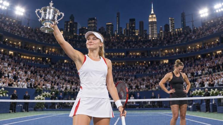 AI illustration: Elena Rybakina wins US Open over Aryna Sabalenka and secures the WTA world No. 1 ranking in New York