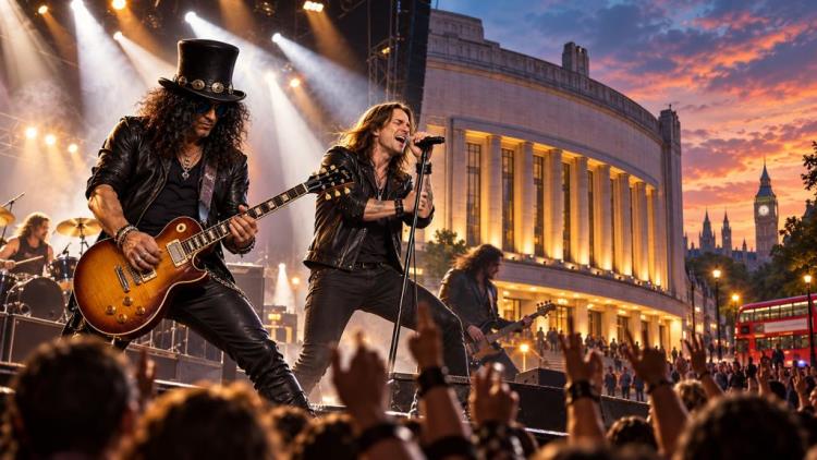 ilustración con IA: Slash y Myles Kennedy anuncian Flying Blind World Tour 2027 con concierto en el Eventim Apollo de Londres el 7 de julio