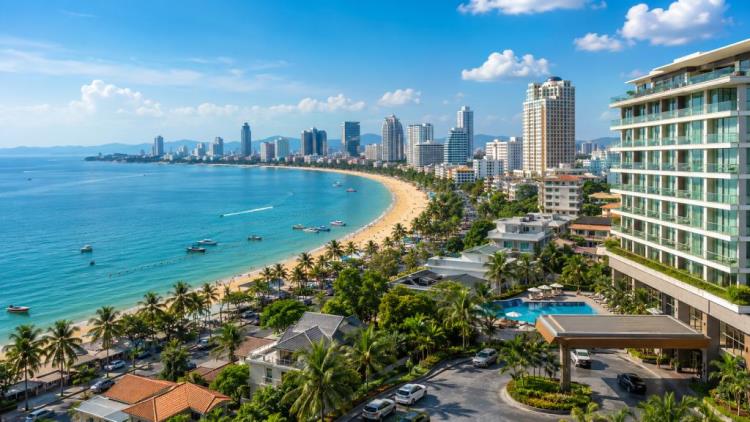 ilustración con IA: Pattaya 2026: alojamiento, hoteles, apartamentos, playas, aparcamiento, transporte y mejores zonas para dormir