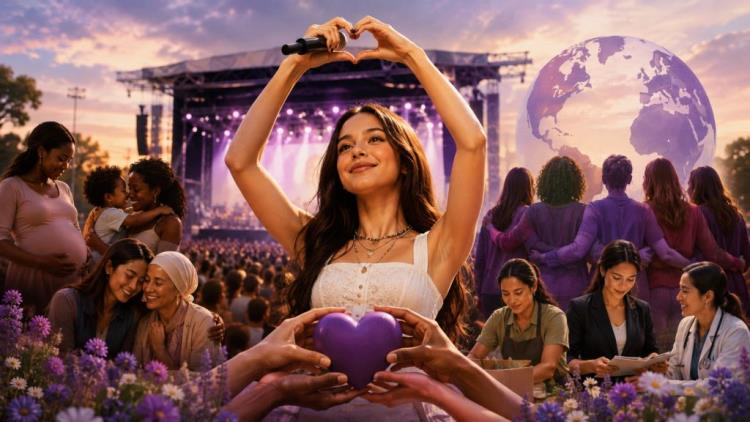 ilustracja AI: Olivia Rodrigo zebrała 10 mln dolarów: Daisy Chain Fields łączy muzykę, aktywizm i wsparcie dla kobiet