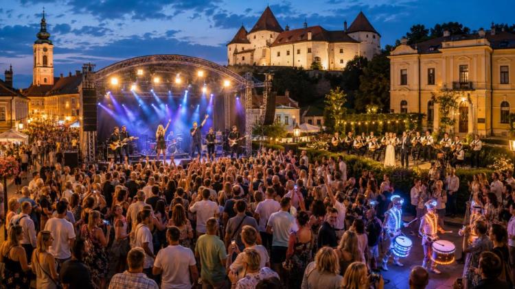 illustration IA: Špancirfest à Varaždin le 30 août : Silente gratuit à 21:00 et final tamburitza à la Villa Bedeković