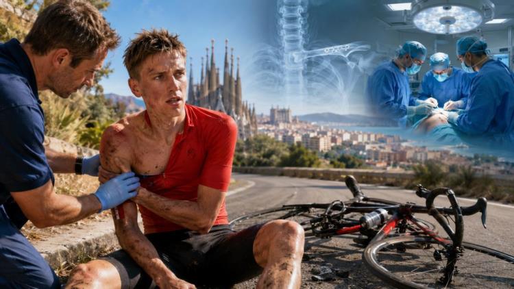 AI illustration: Pogačar successfully operated on in Barcelona after crash ended his Vuelta lead and overall victory bid