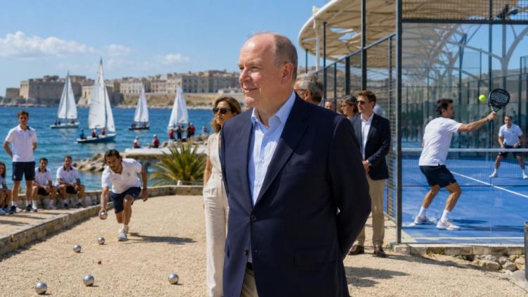 KI-Illustration: Fürst Albert II. in Taranto: Unterstützung für Monacos 17 Athleten bei den Mittelmeerspielen Taranto 2026