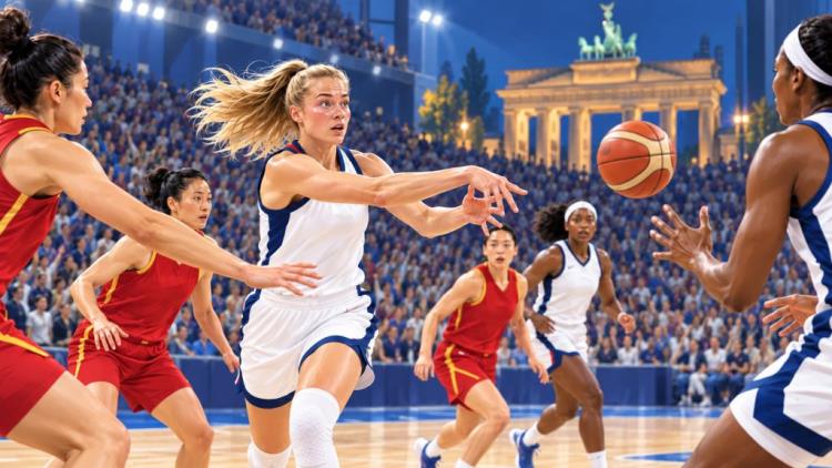 illustration IA: Caitlin Clark bat le record américain pour ses débuts au Mondial, les États-Unis dominent largement la Chine