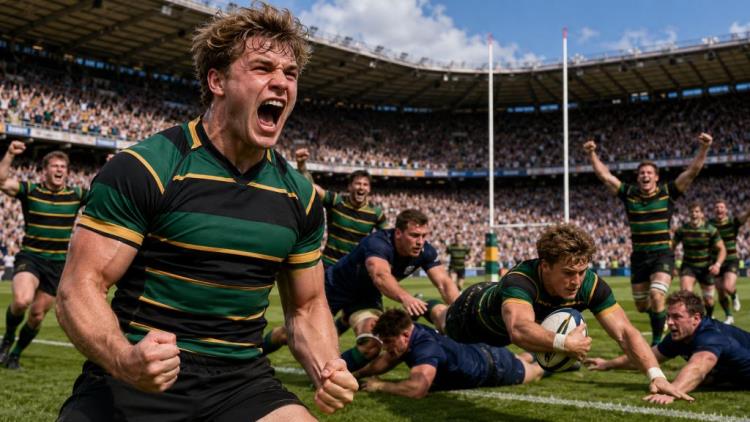 KI-Illustration: Henry Pollock und Northampton Saints gewinnen Premiership-Finale gegen Exeter Chiefs 26:17