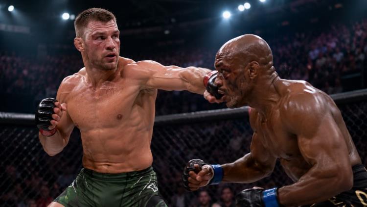 ilustracja AI: Dricus du Plessis pokonał Kamaru Usmana i wrócił do walki o mistrzowski pas UFC w kategorii średniej