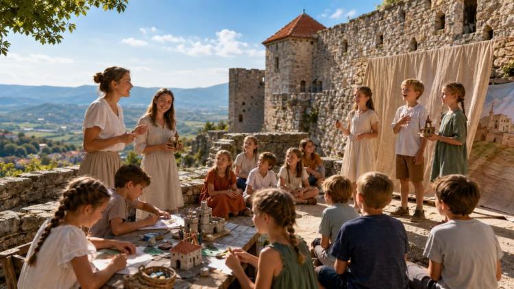AI illustration: Grobnik Dialect Summer School in Grad Grobnik: free workshops for children from 24 to 28 August 2026