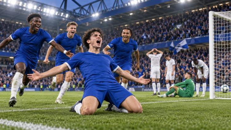 AI illustration: Chelsea turn 0-2 into 6-3 against Leeds as Palmer sparks a stunning comeback in the English League Cup