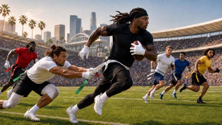 KI-Illustration: Mehr als 200 NFL-Spieler wollen 2028 in Los Angeles beim olympischen Flag Football Geschichte schreiben