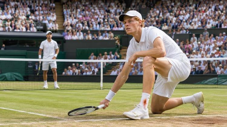 AI illustration: Sinner's dramatic Wimbledon comeback against Kecmanović in a five-set start to his title defence on Centre Court