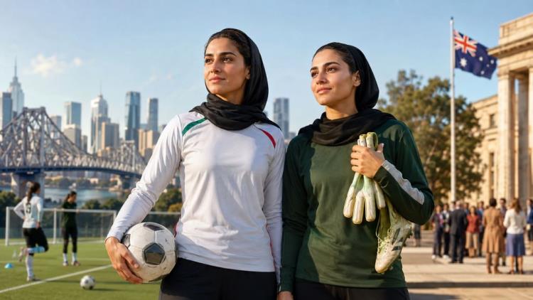 AI illustration: Former Iran internationals gain Australian citizenship after asylum requests and new start in Brisbane