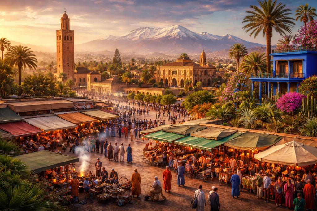 Marrakesch als lebendige Bühne des Erbes: Medina, Märkte, Paläste und Gärten, die die Identität der Stadt prägen