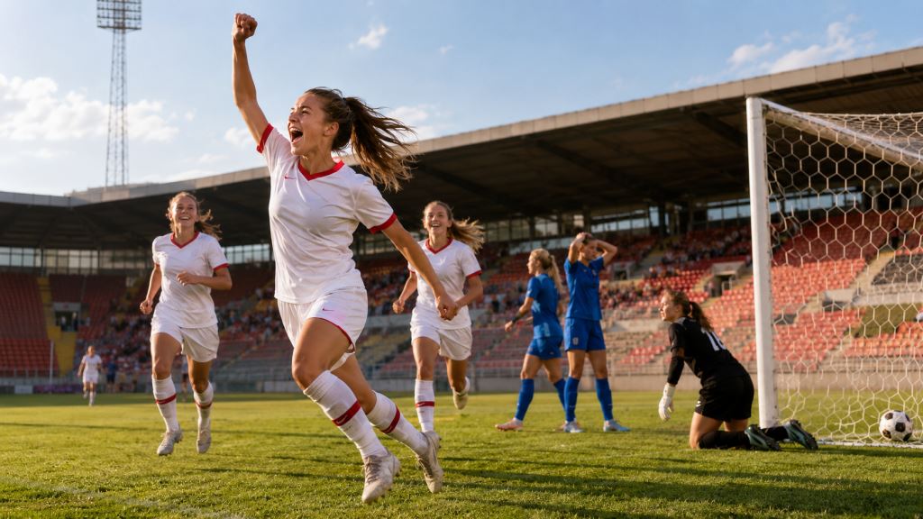 ilustracja AI: Austria U19 pokonała Islandię 3:0 w Zenicy i mocno rozpoczęła grupę B EURO 2026 bez straty gola na Bilino Polje