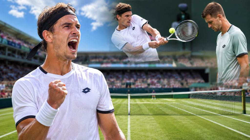 ilustración con IA: La remontada de Daniel Altmaier ante Hubert Hurkacz y cuartos en el ATP 500 Terra Wortmann Open de Halle
