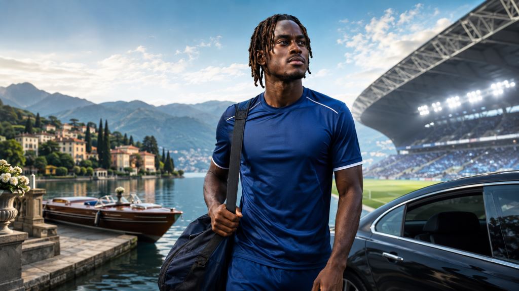 illustration IA: Como s'accorde avec Chelsea pour Trevoh Chalobah, transfert pouvant atteindre 36 millions d'euros avant sa visite