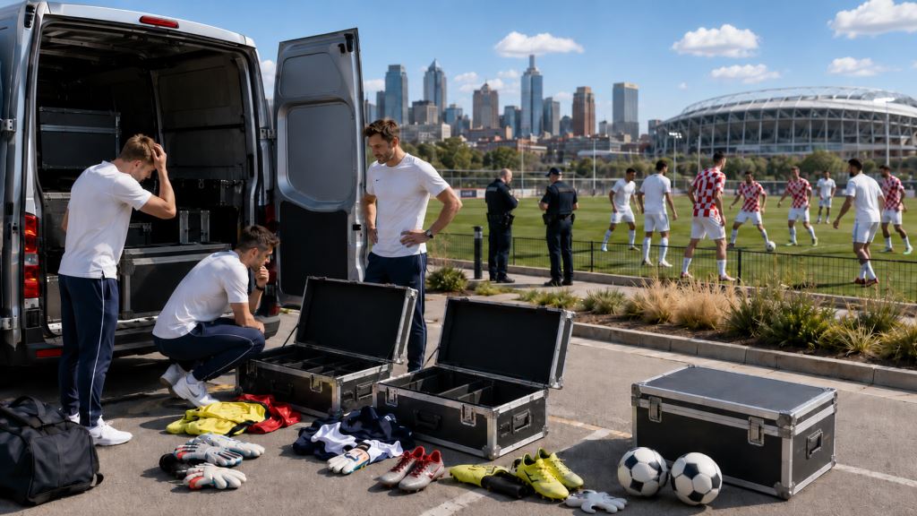 AI illustration: England equipment theft in Kansas City before Croatia World Cup showdown in Dallas raises new tension