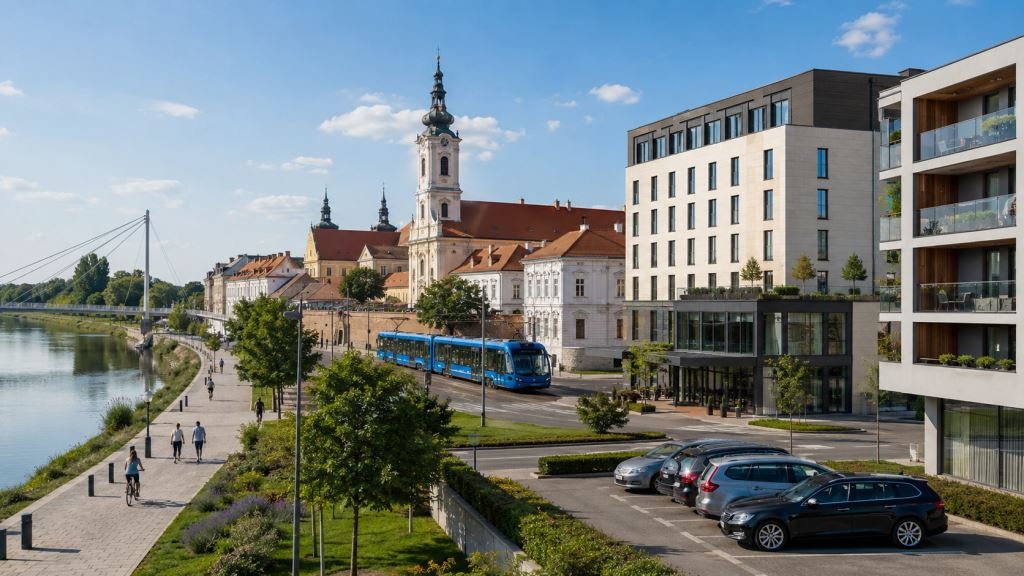 Osijek 2026: accommodation guide with hotels, apartments, locations, parking, prices and city transport