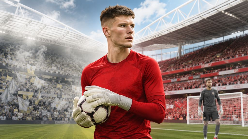 AI illustration: Arsenal add Illan Meslier from Leeds to strengthen goalkeeper depth behind David Raya for a new season