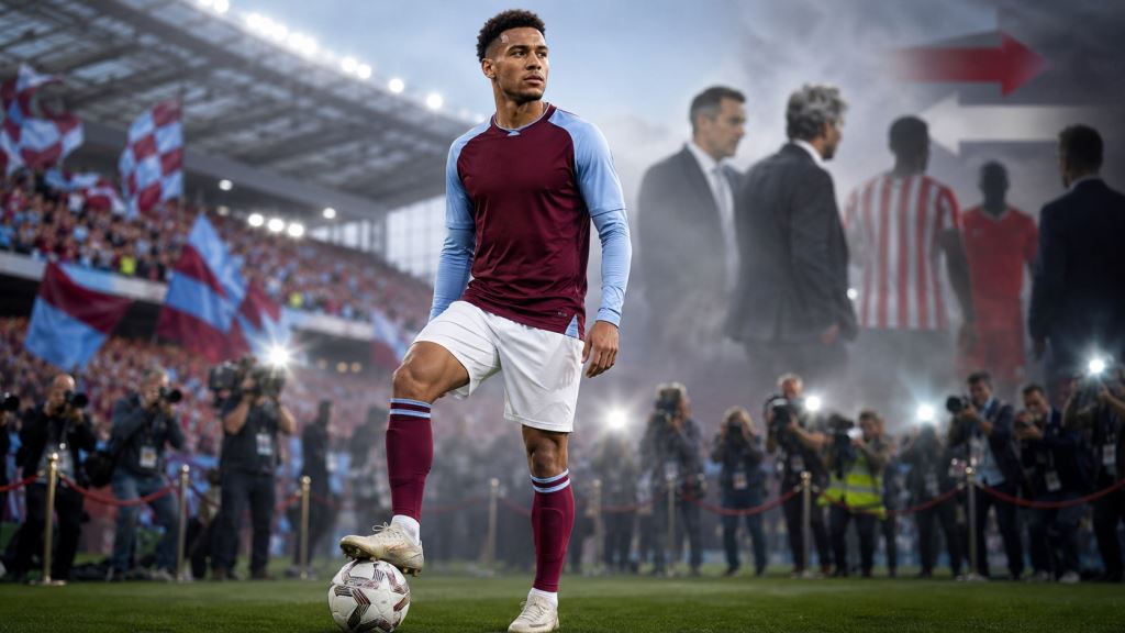 illustration IA: Morgan Rogers et le prix record d'Aston Villa: intérêt d'Arsenal, calme et pression du marché estival