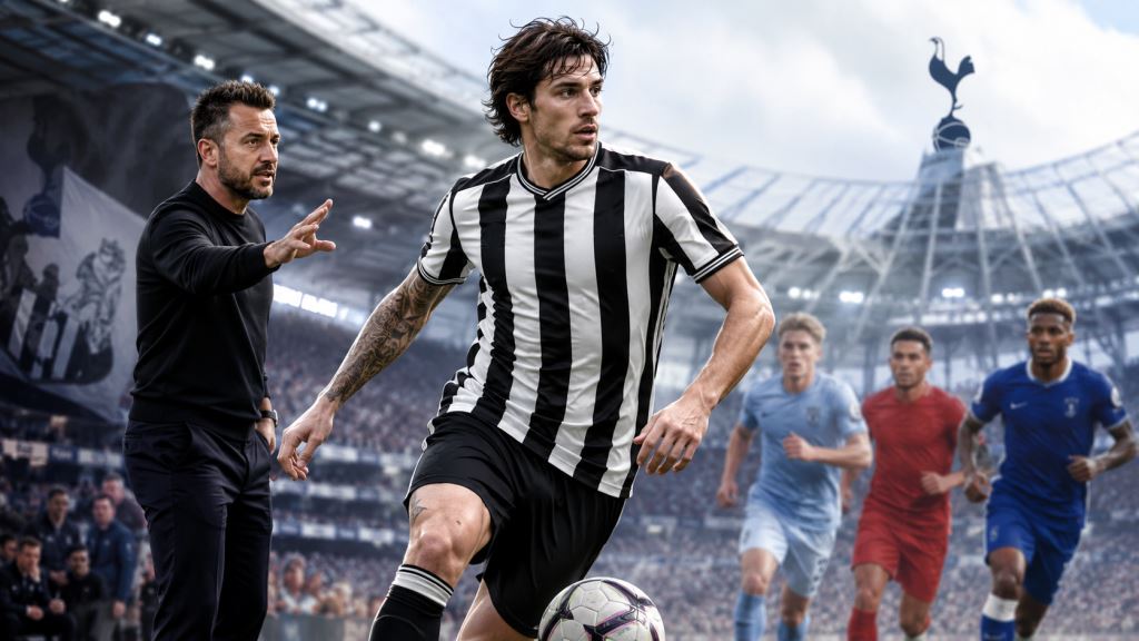 AI illustration: Tottenham join Sandro Tonali transfer race as De Zerbi targets Newcastle midfielder for major rebuild