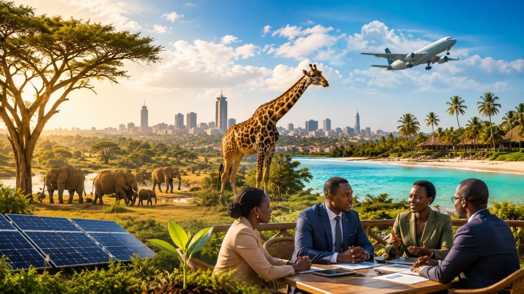 ilustración con IA: Kenia y turismo africano 2026: Viajes sostenibles, safari, costa y nuevas inversiones del WTTC