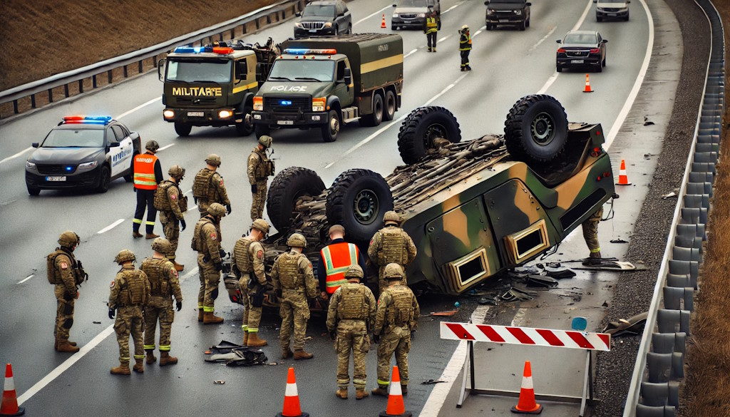 Wypadek drogowy na autostradzie A1 z udziałem pojazdu wojskowego Chorwackich Sił Zbrojnych: dwóch żołnierzy odniosło drobne obrażenia
