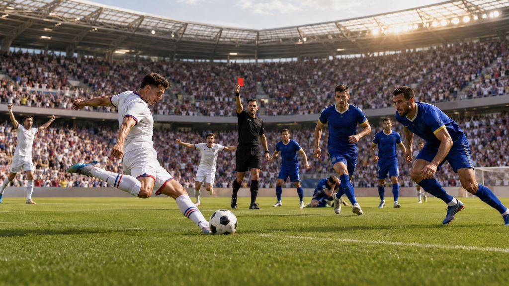 illustration IA: États-Unis - Bosnie-Herzégovine 2-0 à Santa Clara, rouge pour Balogun et place en huitièmes du Mondial