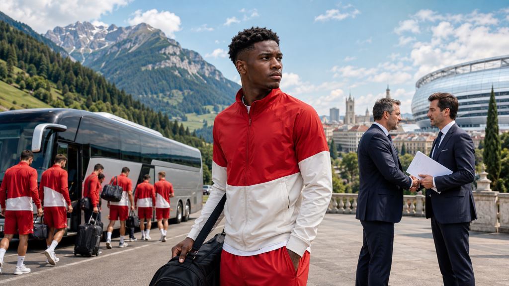 KI-Illustration: Diomande fehlt im Leipzig-Trainingslager, während Real Madrid über einen 120-Millionen-Transfer verhandelt