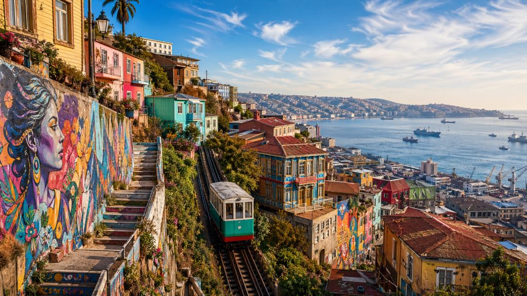 Valparaíso au Chili : un port coloré sur le Pacifique où les collines, les fresques murales et les funiculaires se fondent dans l’expérience de la ville