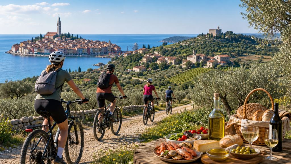 Le Weekend Bike & Gourmet Tour relie en mai Rovinj, Bale, Svetvinčenat et Kanfanar sur deux itinéraires cyclables