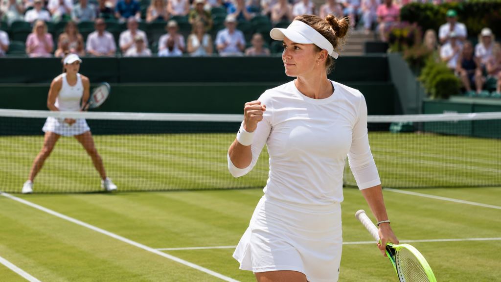 ilustracja AI: Krejčíková w finale Libéma Open po zwycięstwie nad Linette i zaciętym tie-breaku na trawie w Rosmalen