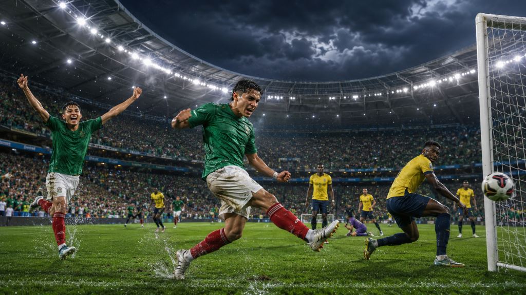 AI ilustracija: Meksički prolaz protiv Ekvadora nakon olujne odgode i dva rana gola na Svjetskom prvenstvu 2026. u Mexico Cityju