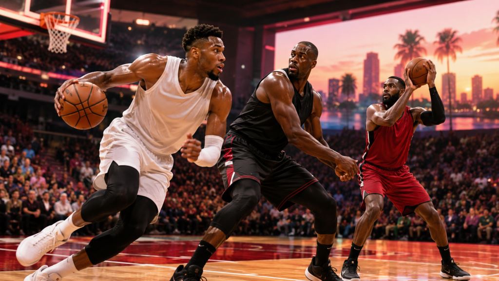 AI illustration: Tim Hardaway Jr. joins Miami Heat as shooting support for Giannis Antetokounmpo, Bam Adebayo and new rotation