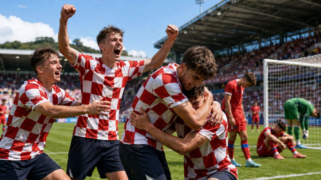 illustration IA: La Croatie U-19 après le 3-0 contre la Serbie au pays de Galles et le chemin vers la demi-finale de l'Euro
