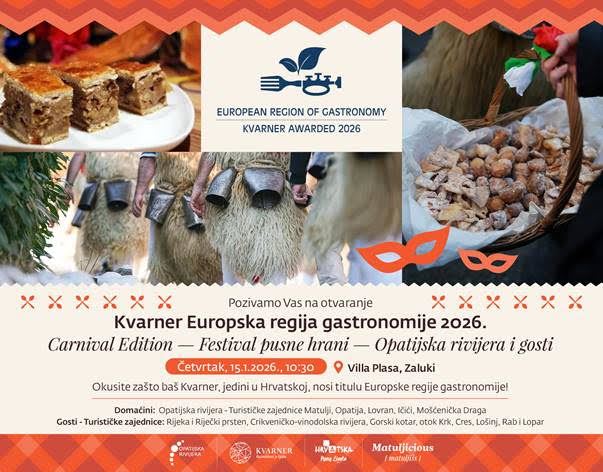 Kvarner 2026 otvara godinu Europske regije gastronomije u Matuljima: Carnival Edition i tradicionalna pusna hrana