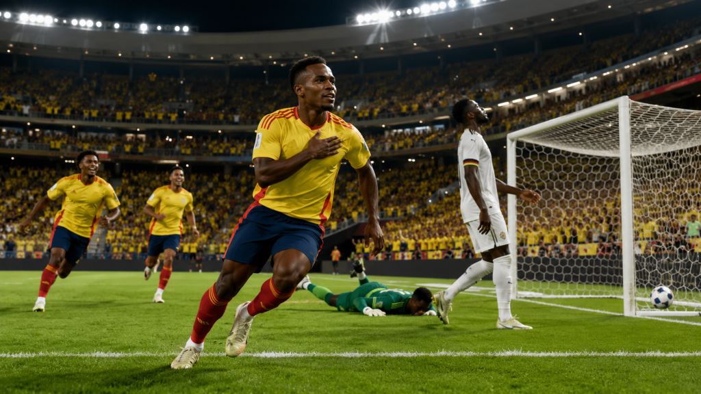 illustration IA: Victoire de la Colombie contre le Ghana grâce à Jhon Arias et nouveau choc face à la Suisse au Mondial 2026