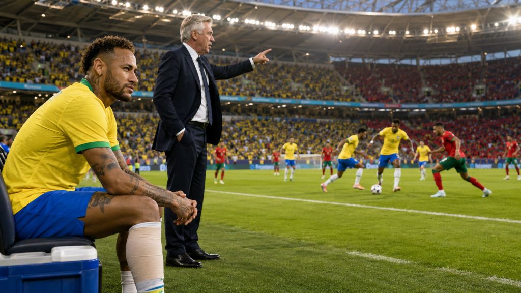 illustration IA: L’absence de Neymar pour Brésil-Maroc au Mondial 2026 et la quête offensive d’Ancelotti avec le Brésil