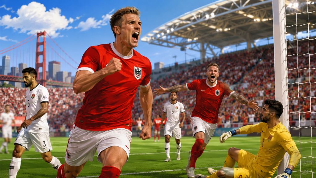 AI ilustracija: Austrija protiv Jordana 3:1: završnica prelomila prvi nastup u skupini J Svjetskog prvenstva 2026