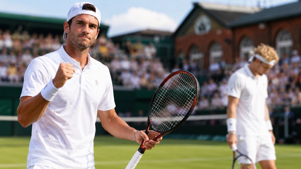 KI-Illustration: Tommy Paul verlängert Siegesserie im Queen's Club und erreicht das Halbfinale der HSBC Championships