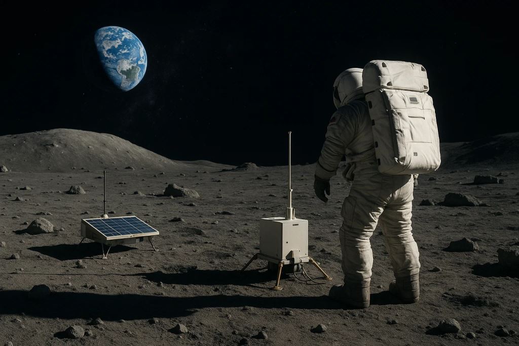 AI illustration: Artemis IV: DUSTER and SPSS for the Lunar South Pole – NASA Instruments Against Dust and for Seismology