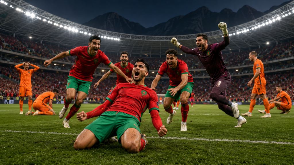 AI illustration: Morocco ousts Netherlands on penalties in Monterrey and reaches World Cup 2026 last 16 against Canada
