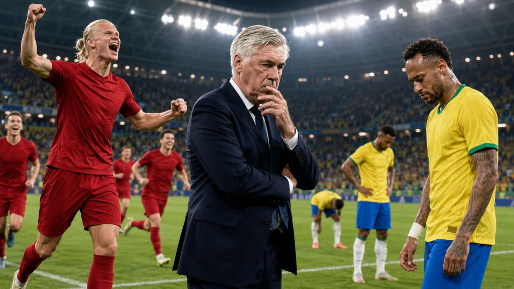 AI illustration: Brazil after Norway defeat: CBF backs Ancelotti, Neymar exits and Selecao begins a major World Cup rebuild