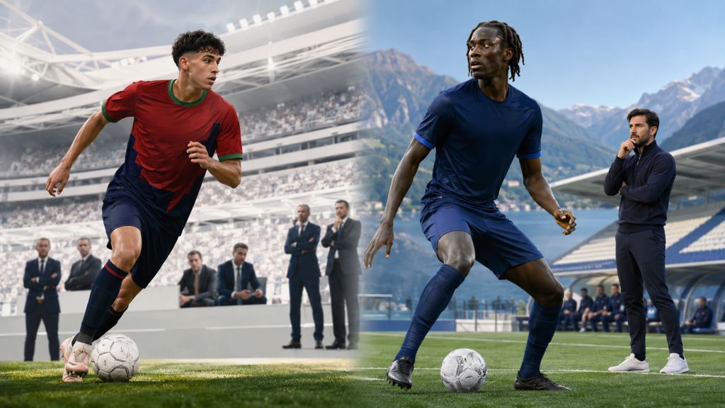 ilustracja AI: Real Madryt obserwuje Ayyouba Bouaddiego, Como celuje w Trevoha Chalobaha w letnim oknie transferowym