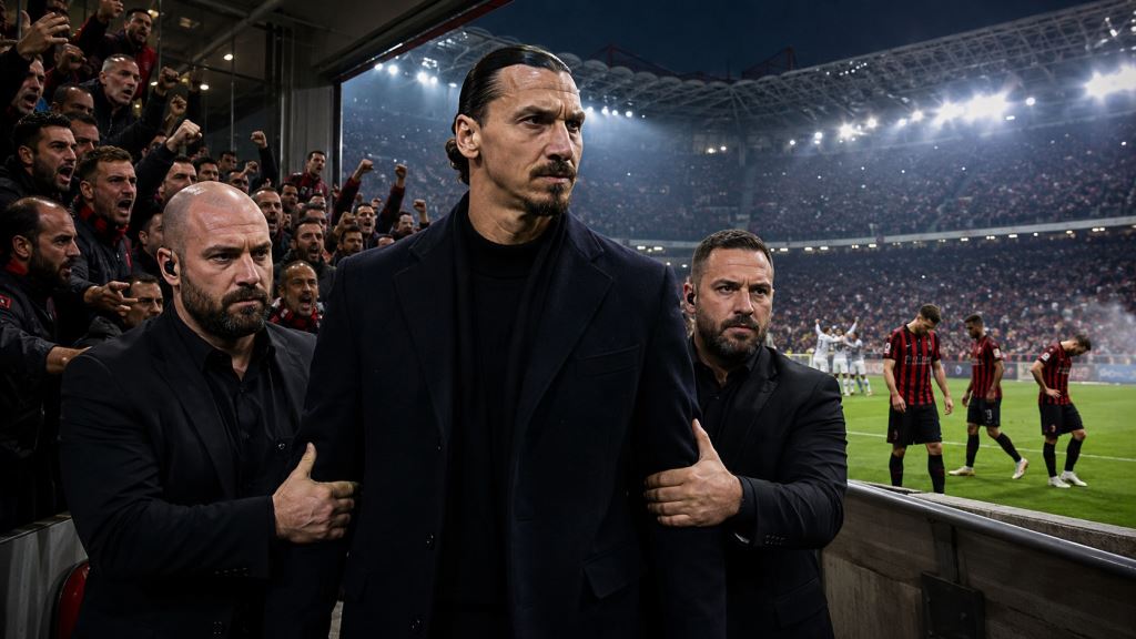 Ibrahimović escorted from San Siro after Milan defeat and fan anger over Champions League failure