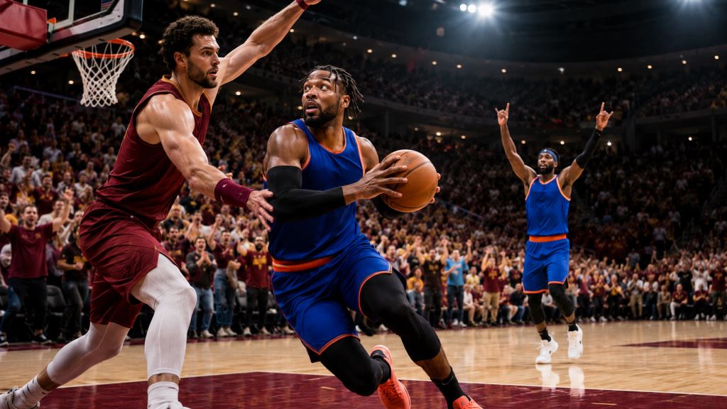 Knicks after 121-108 win in Cleveland lead East Finals 3-0 and move within one win of the NBA Finals