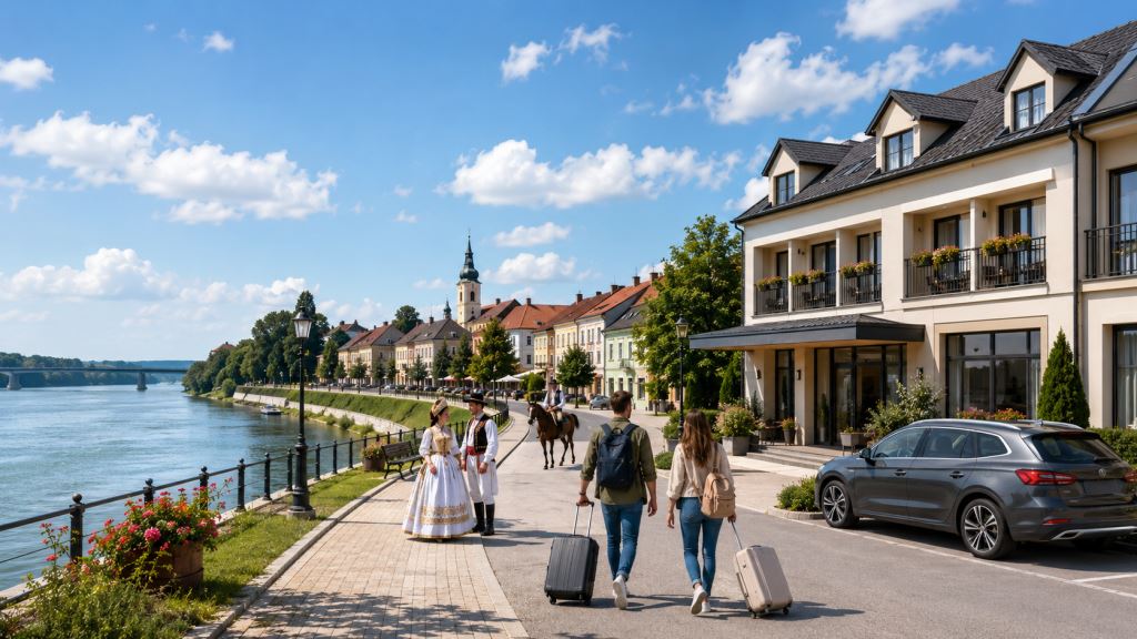 AI illustration: Županja 2026 accommodation guide: hotels, apartments, locations, parking and travel costs
