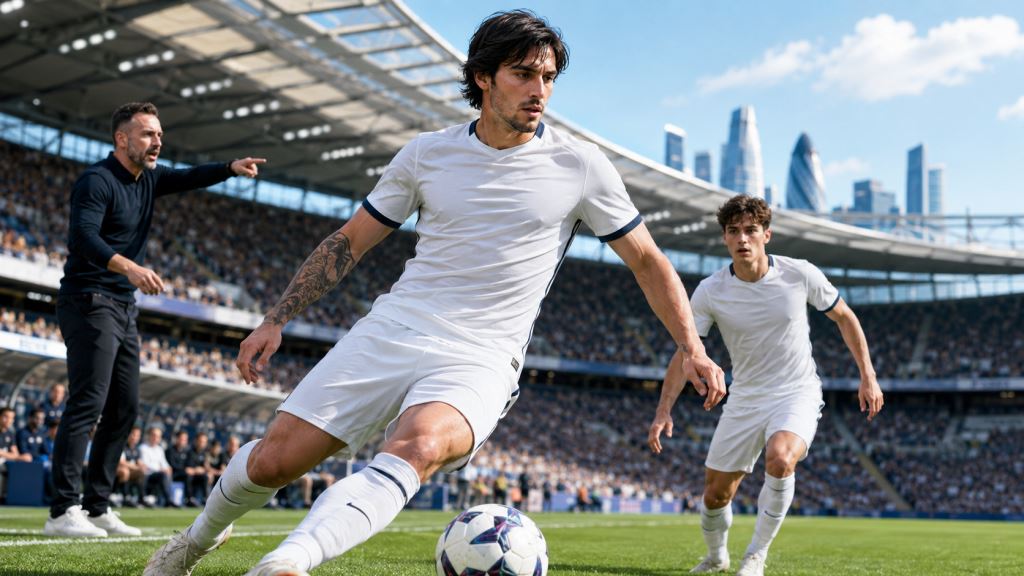 AI illustration: Tottenham rebuilds midfield with Tonali in record deal worth up to 100 million pounds this summer window