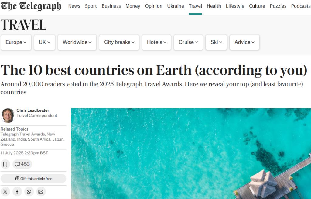 Croatia ranked 6th in Europe: The Telegraph and The Times confirm Adriatic as a top destination